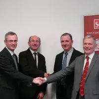 De gauche à droite : Ludovic Spiers, directeur général d'Agrial, Rémi Pelhate, président de la branche lait d'Agrial, Jean-Luc Rabillard, président d'