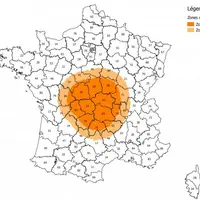 Les zones réglementées au 17 septembre. Les zones d'interdictions sont définis par des arrêtés préfectoraux.