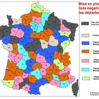 Dates de mise en place de la liste négative dans les départements