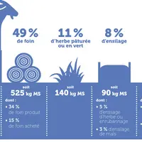 Ce que mange une chèvre française en moyenne chaque année © Idele-Inosys-Autosysel