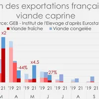 Evolution des exportations françaises de viande caprine.