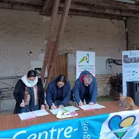Temanuata Girard, vice-présidente de la région à l’Agriculture et l’Alimentation, Sylvain Boiron, président de l’interprofession régionale caprine et