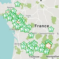 La carte de France des producteurs de l'ancien Chèvres Bio France montre l'étendue de la zone de collecte. © CBF