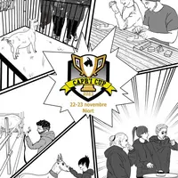 La lauréate du concours d'affiche de la Capr'I Cup met en scène les différentes épreuves de la compétition au cours de laquelle seize équipes de lycée