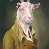 Peinture de chèvre habillée