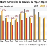 Importations mensuelles de produits de report caprins
