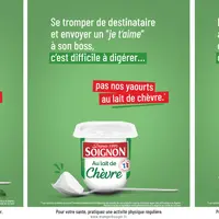 Trois affiches de pubs pour les yaourts au lait de chèvre Soignon