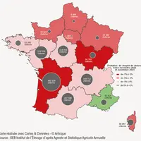 Répartition régionale du cheptel français de chèvres au 1er novembre 2023 et évolution par rapport à 2022