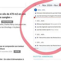 Copie d'écran du site reussir.fr et de son agenda