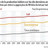 Graphique : Évolution de la production laitière sur les dix dernières années