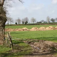 Fumier composté dans un champ