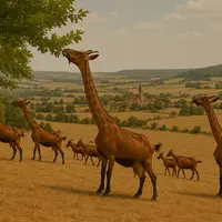 Image générée par l'IA représentant des chèvres au long cou