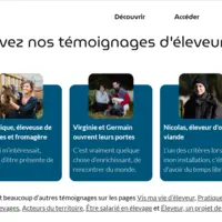Capture d’écran des témoignages du site Devenir éleveur·euse.