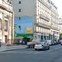 Street art fresque trompe-l'oeil de bananeraie en cours de réalisation. Banane de Guadeloupe et de Martinique.