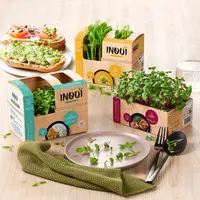 Vendue sous la marque Inouï, la gamme compte pour l’instant quatre références : pois, coriandre, radis et roquette. Le produit étant nouveau, la commu