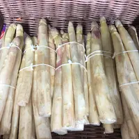 Des bottes d'asperges dans le rayon légumes d'une grande surface.