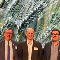 Benoit Piétrement, président d'Intercéréales, Mathieu Killmayer, animateur filière blé dur chez Arvalis et Frédéric Gond,