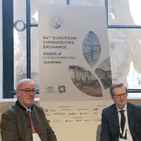Baudouin Delforge, président d'AgroParisBourse (à gauche) et Jean-Loïc Begue-Turon vice-président d’AgroParisBourse et responsable des matières premiè