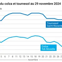 Graphique cours oléagineux françaises au 29 novembre 2024