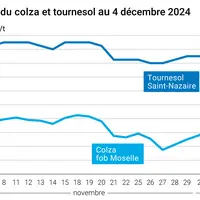 Graphique cours oléagineux France au 4 décembre 2024