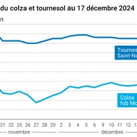 Graphique cours oléagineux France au 17 décembre 2024