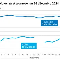 Graphique cours oléagineux France au 26 décembre 2024