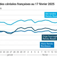 Graphique prix blé orge maïs France au 17 février 2025