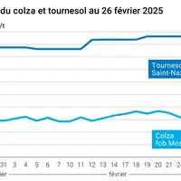 Graphique prix colza tournesol France au 26 février 2025