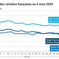 Graphique prix blé orge maïs France au 4 mars 2025