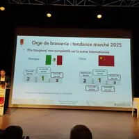 Alexis Garnot fait une intervention pour présenter la tendance de marché des orges brassicoles sur la campagne 20205-2026, lors du colloque Arvalis du