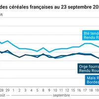 Graphique prix blé maïs orge France au 23 septembre 2025
