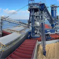 Une barge flottante pour permettre un meilleur chargement / déchargement des grains sur le Rio Paraná en Argentine