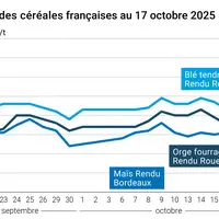 Graphique prix blé orge maïs France au 17 octobre 2025