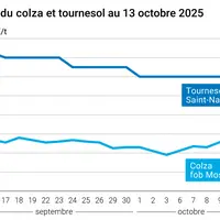 Graphique prix colza tournesol France du 13 octobre 2025