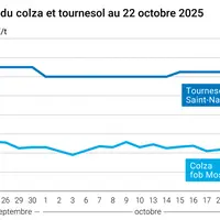 Graphique prix colza tournesol France du 22 octobre 2025