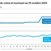 Graphique prix colza tournesol France au 29 octobre 2025
