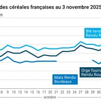 Graphique prix blé maïs orge France au 3 novembre 2025