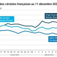 Graphique prix blé maïs orge France au 11 décembre 2025