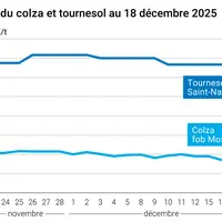 Graphique prix colza tournesol France au 18 décembre 2025