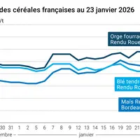 Graphique prix blé maïs orge France au 2" janvier 2026