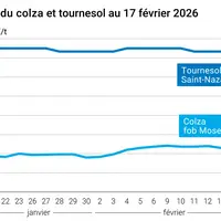 Graphique prix colza tournesol France au 17 février 2026