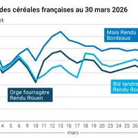 Graphique prix blé maïs orge France au 30 mars 2026