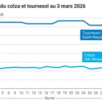 Graphique prix colza tournesol France au 3 mars 2026