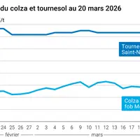 Graphique prix colza tournesol France au 20 mars 2026