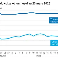 Graphique prix colza tournesol France au 23 mars 2026