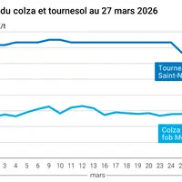 Graphique prix colza tournesol France au 27 mars 2026
