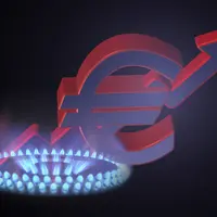 Gaz et sigle de l'euro avec flèche ascendante.