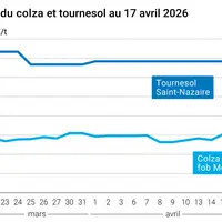 Graphique prix colza tournesol France au 17 avril 2026