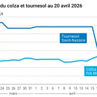 Graphique prix colza tournesol France au 20 avril 2026