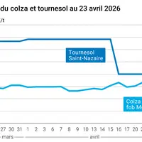 Graphique prix colza tournesol France au 23 avril 2026